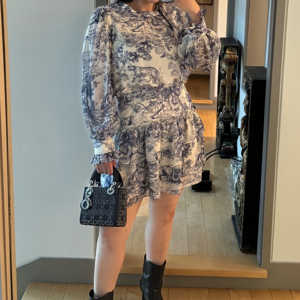 Toile Print Ruffled Long Sleeve Dress - 100% Exclusive